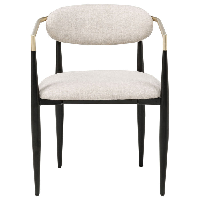 Bradbury Fabric Upholstered Dining Arm Chair Beige (Set of 2)