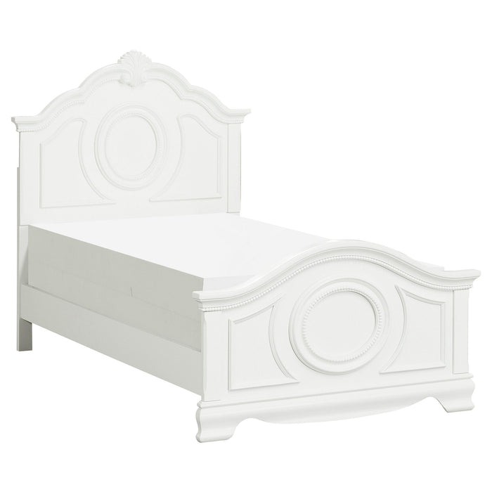 Classic White Finish Panel Bed Traditional Style Twin Size Bed Bedroom Furniture Wooden
