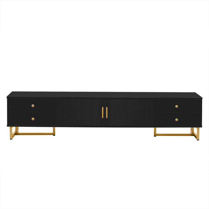 TV Media Console Table, TV Stand With Storage For Living Room - Black