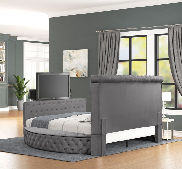 Maya Modern Style Crystal Tufted King Bed Made With Wood In Gray