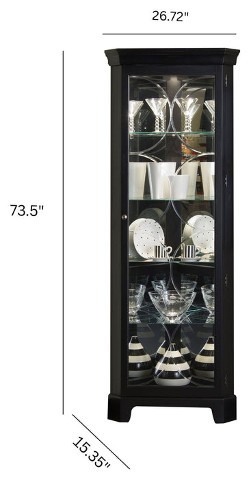 PFC Curios - Lighted 4 Shelf Corner Curio Cabinet - Oxford Black