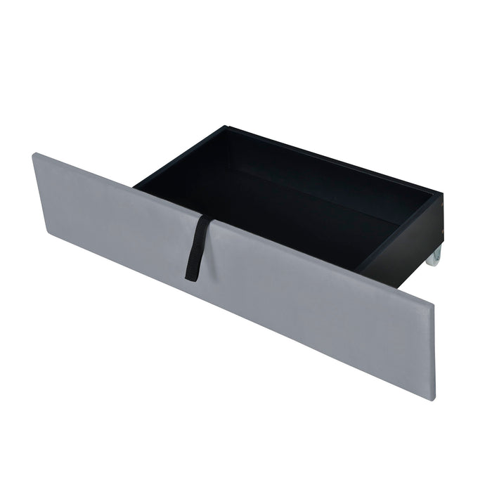 Platform UpholsteredBed With 2 Drawers And Twin Long Trundle