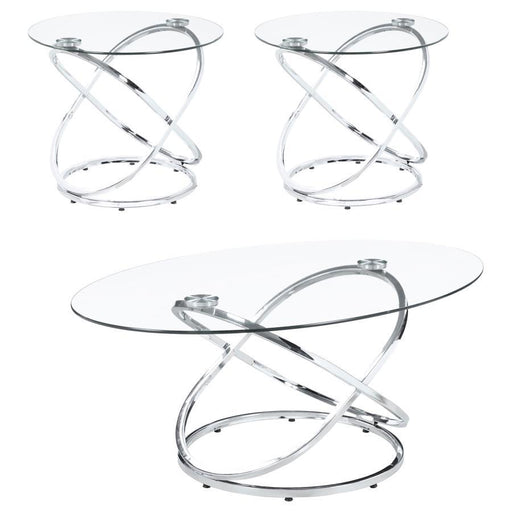Warren - 3 Piece Occasional Set - Chrome And Clear Unique Piece Furniture