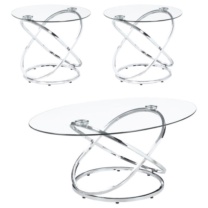 Warren - 3 Piece Occasional Set - Chrome And Clear Unique Piece Furniture