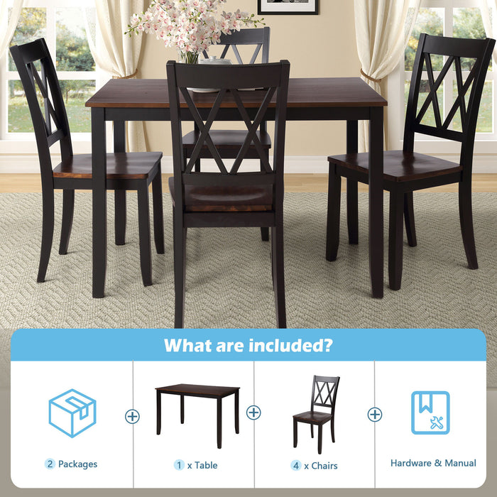 Topmax 5 Piece Dining Table Set Home Kitchen Table And Chairs Wood Dining Set, Black Cherry