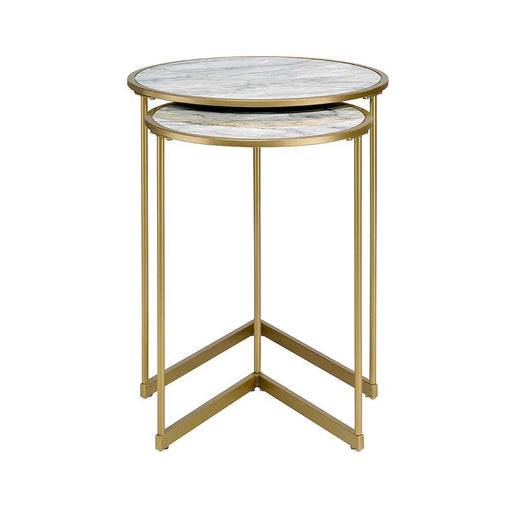 Garo - Accent Table - Faux Marble & Gold Finish Unique Piece Furniture