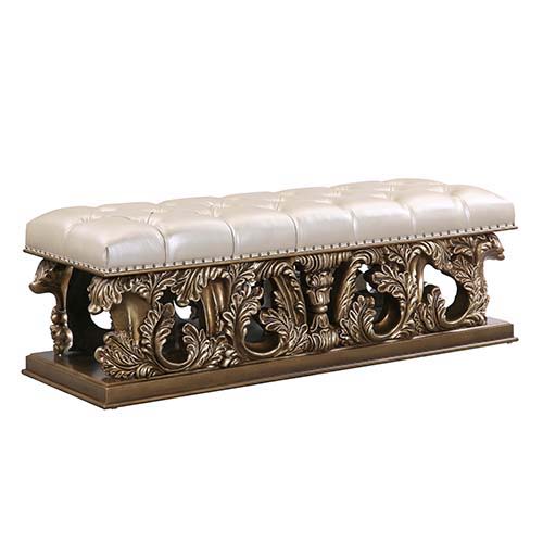 Constantine - Bench - PU Leather, Light Gold, Brown & Gold Finish Unique Piece Furniture
