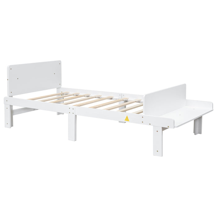 Twin Bed With Footboard Bench, White