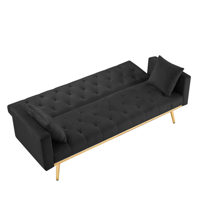 Black Convertible Folding Futon Sofa Bed, Sleeper Sofa Couch For Compact Living Space