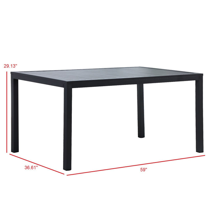 Outdoor Indoor Dining Table 59''L X 36.61''W Rectangle Aluminum Dining Table For Patio Garden Kitchen - Black