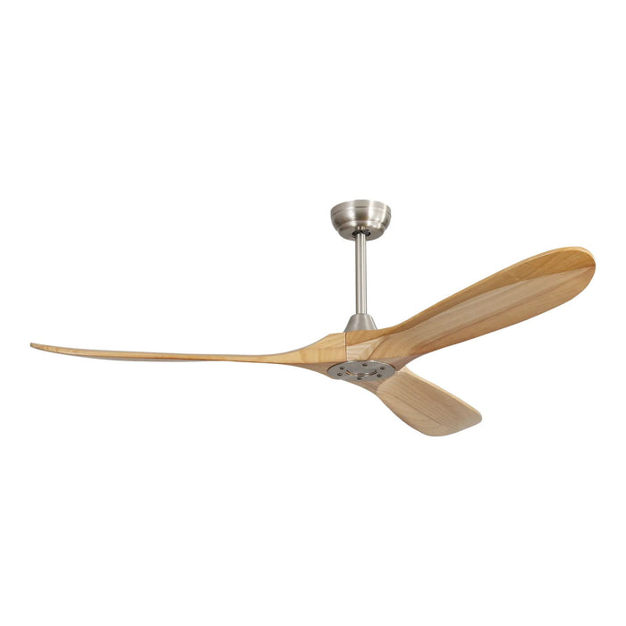 Decorative Solid Wood Ceiling Fan With 6 Speed Remote Control Reversible Dc Motor For Home - Natural Wood