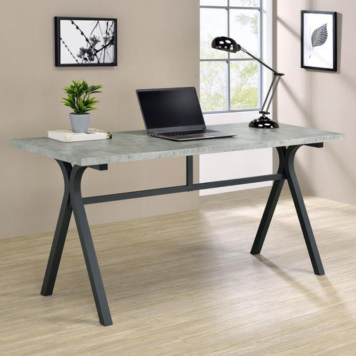 Tatum - Rectangular Writing Desk - Cement And Gunmetal Unique Piece Furniture