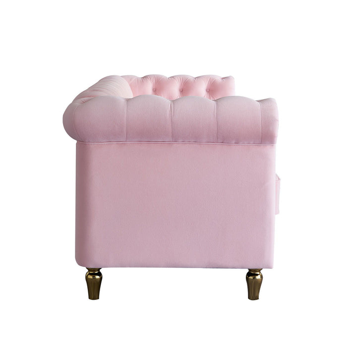 Chesterfield Velvet Sofa For Living Room Pink Color