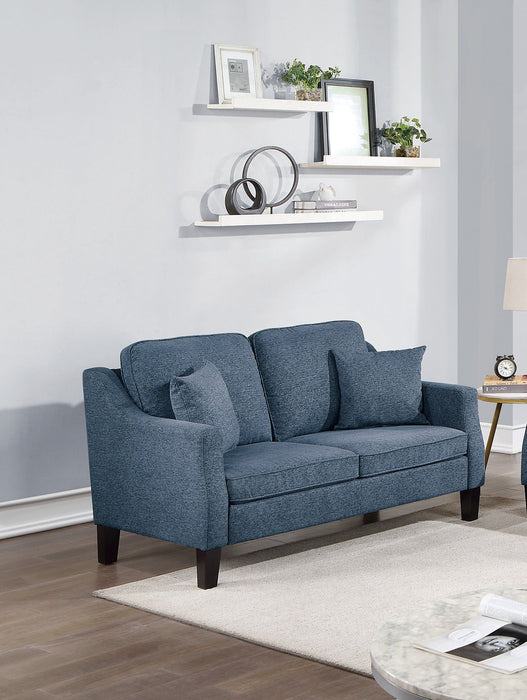 2 Piece Sofa Set Sofa And Loveseat Living Room Furniture Navy Blended Chenille Cushion Couch With Pillows