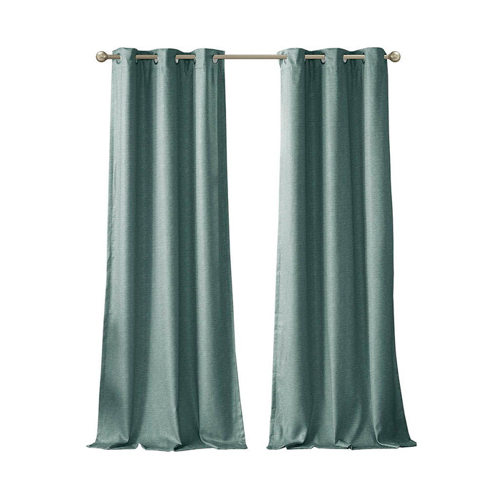 Tonal Printed Faux Silk Total Blackout Curtain Panel Pair - Green