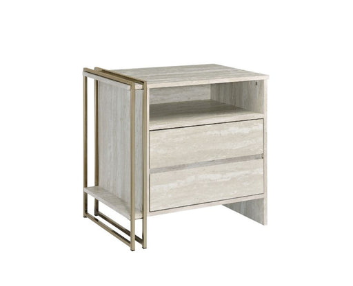 Tyeid - Accent Table - Antique White & Gold Finish Unique Piece Furniture