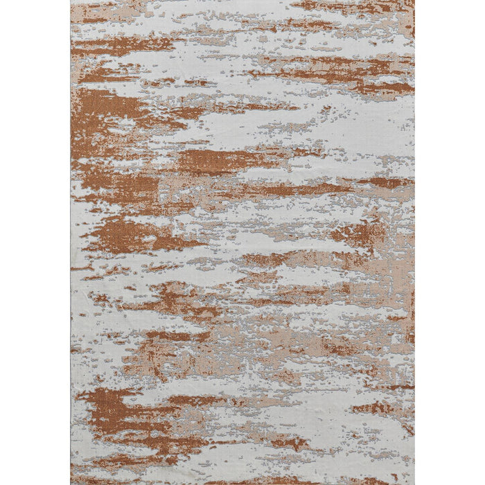 Zara Collection - Abstract Design Gray Brown Rust Machine Washable Super Soft Area Rug