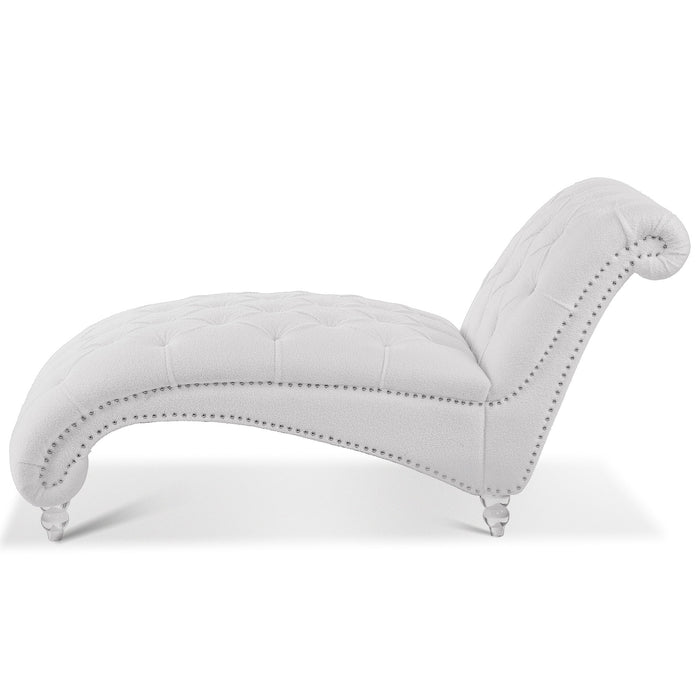 Tufted Armless Chaise Lounge - White