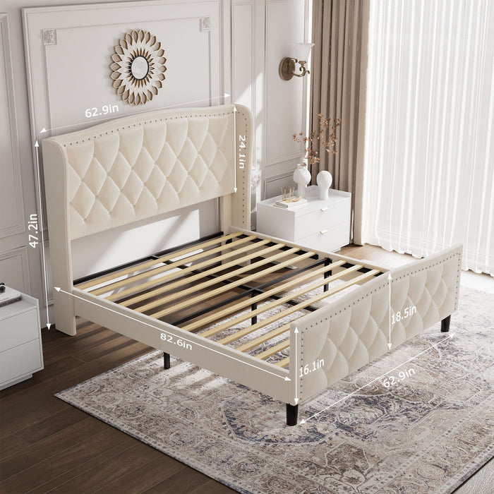 Bed Frame Queen - Off White