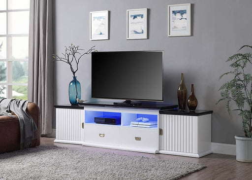Barend - TV Stand - White & Black High Gloss Finish Unique Piece Furniture