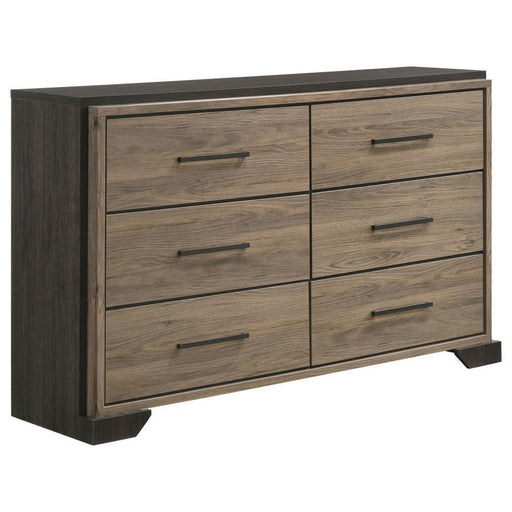 Baker - 6-Drawer Dresser - Brown And Light Taupe Unique Piece Furniture