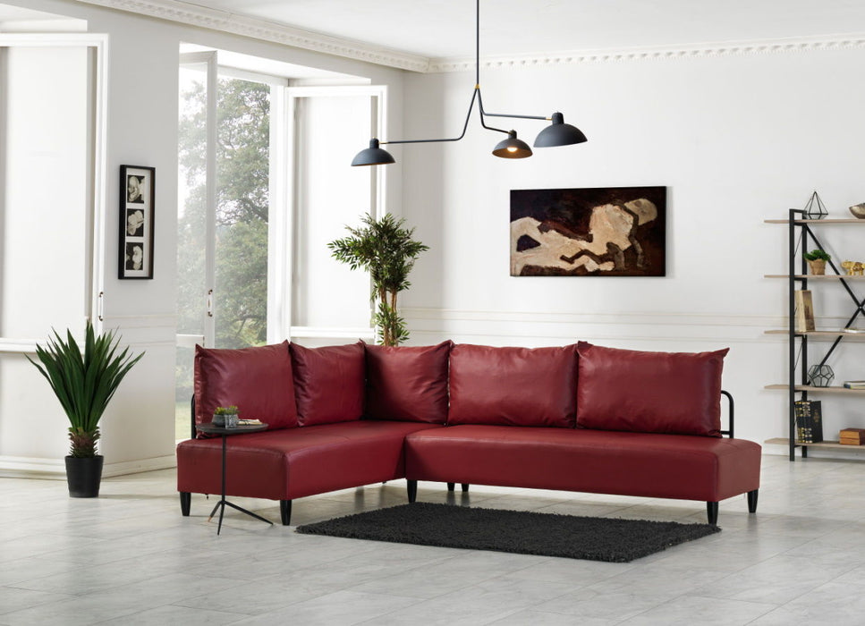 Inferno Metal Frame Vynil Upholstered Sectional For Living Room