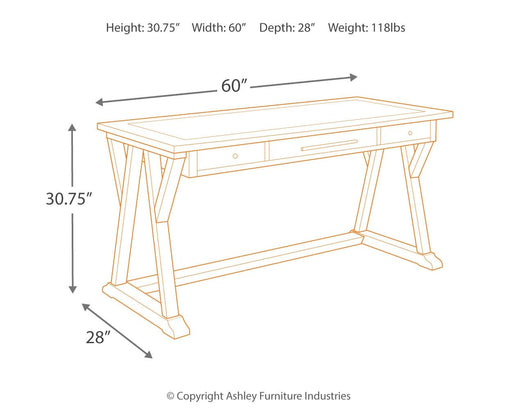 Luxenford - Grayish Brown - Home Office Large Leg Desk Unique Piece Furniture