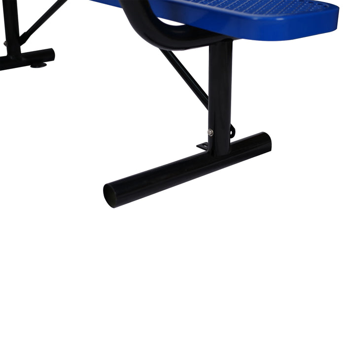 6 Ft. Outdoor Steel Bench With Backrest Blue