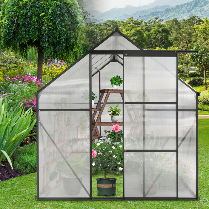 6X8 Ft Polycarbonate Greenhouse Raised Base And Anchor Aluminum Heavy Duty Walk-In-Greenhouses For Outdoor Backyard In All Season