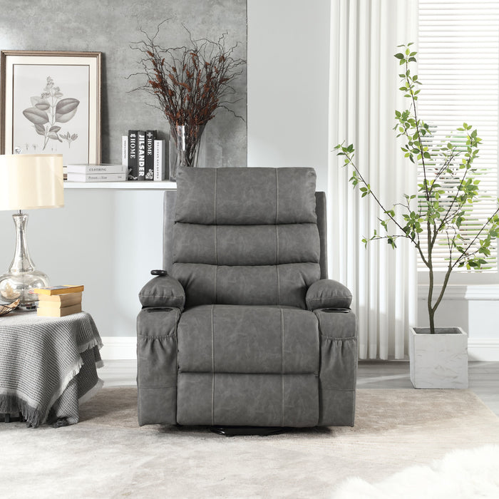 Seat Width, Large Size Electric Power Lift Recliner Chair Sofa For Elderly, 8 Point Vibration Massage And Lumber Heat, Remote Control, Side Pockets And Cup Holders - Gray