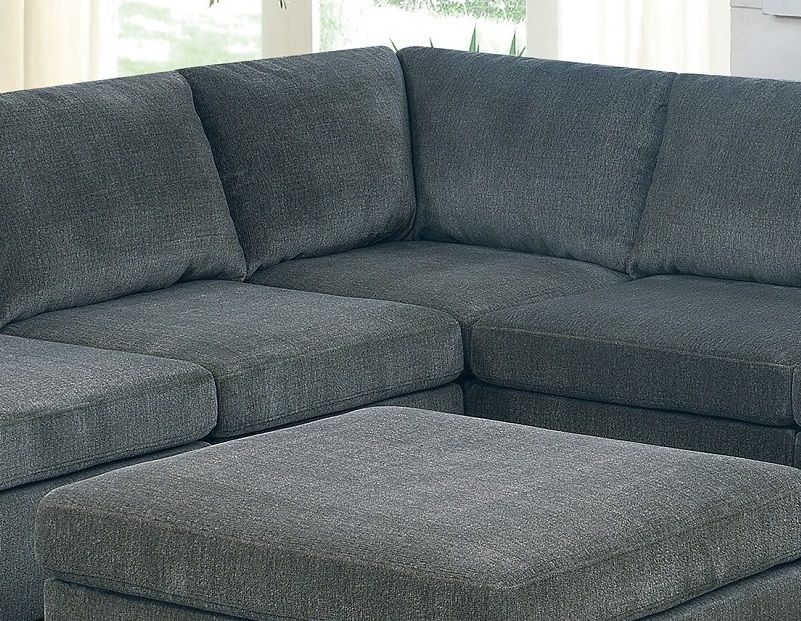 1 Piece Corner Wedge Gray Chenille Fabric Modular Corner Wedge Sofa Living Room Furniture