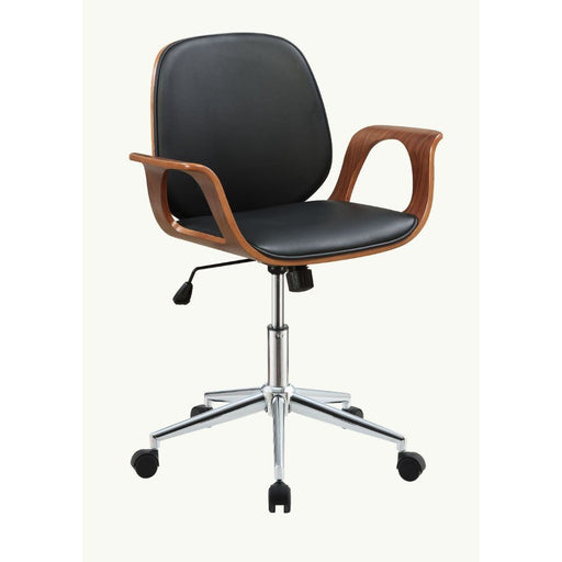 Camila - Office Chair - Black PU & Walnut - 39" Unique Piece Furniture