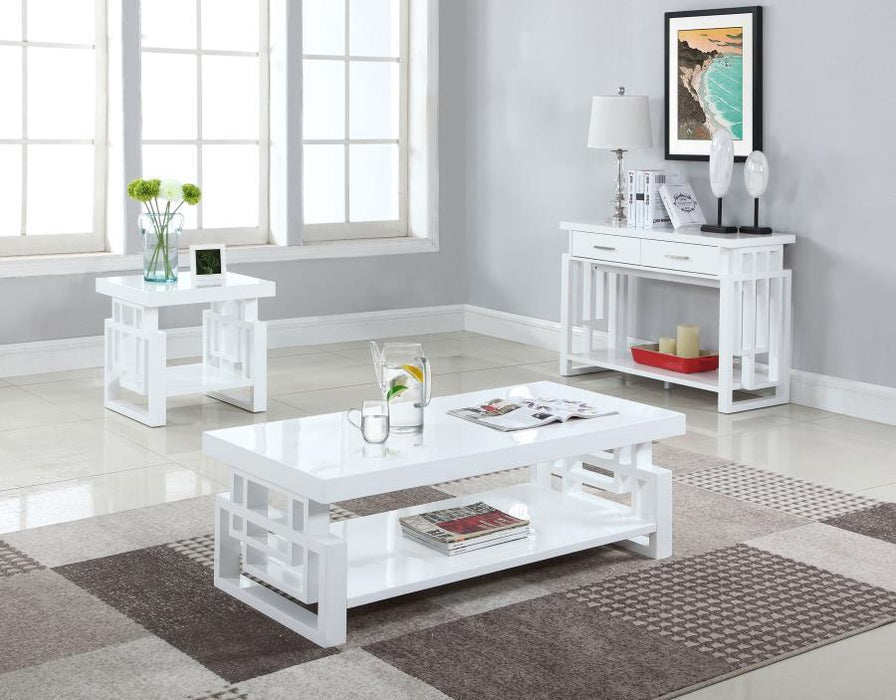 Schmitt - Rectangular 2-Drawer Sofa Table - High Glossy White Unique Piece Furniture