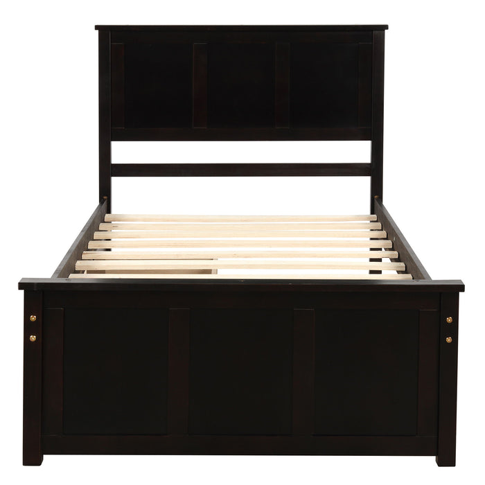 Platform Storage Bed, 2 Drawers With Wheels, Twin Size Frame, Espresso