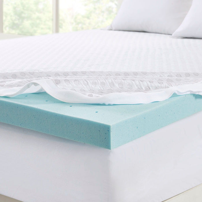 Hypoallergenic Cooling Gel Memory Foam Mattress Topper With Removable Cooling Cover - White