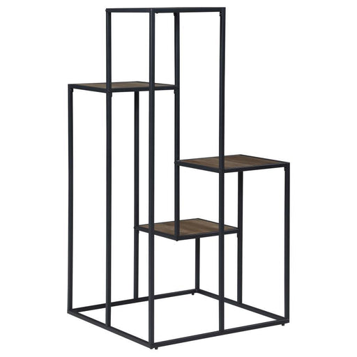 Rito - 4-Tier Display Shelf - Rustic Brown And Black Unique Piece Furniture