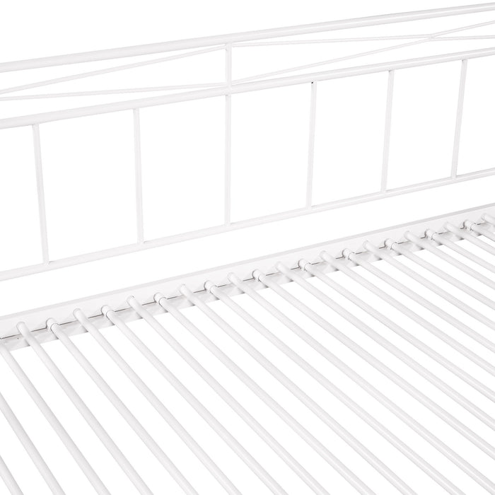 Twin Size Metal Daybed With Trundle, Daybed With Slat No Box Required - White