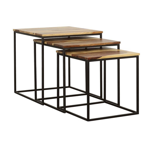 Belcourt - 3 Piece Square Nesting Tables - Natural And Black Unique Piece Furniture