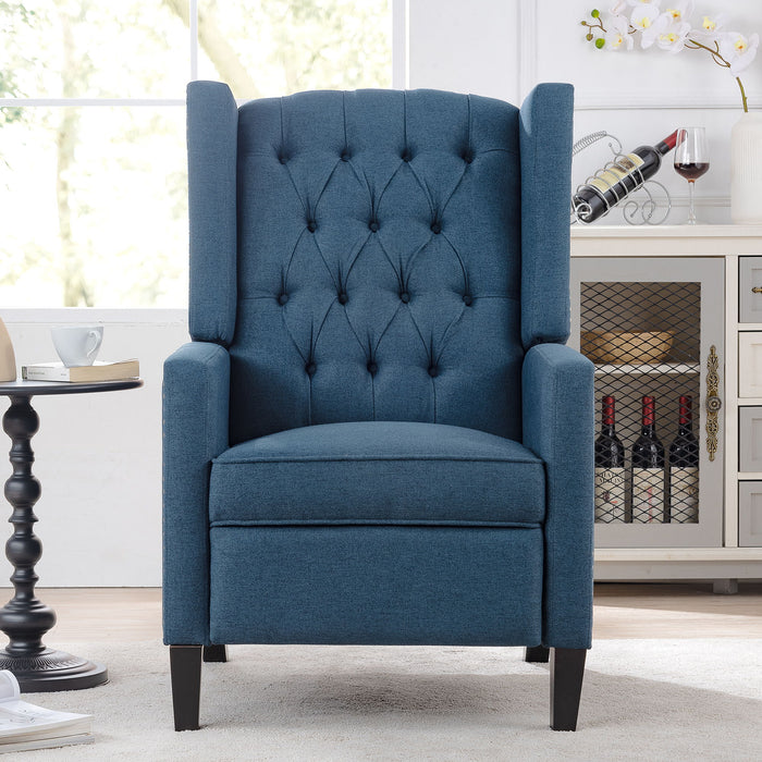 Wide Manual Wing Chair Recliner - Blue