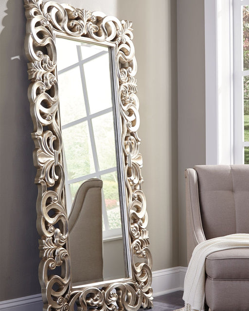 Lucia - Antique Silver Finish - Floor Mirror Unique Piece Furniture
