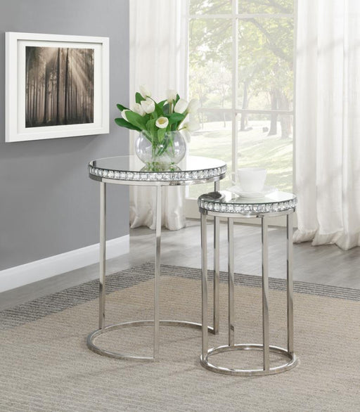 Addison - 2 Piece Round Nesting Table - Silver Unique Piece Furniture