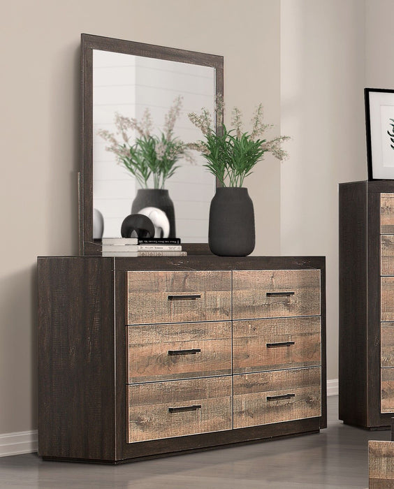 Contemporary Style Bedroom Furniture 1 Piece Dresser Of 6 Drawers Two-Tone Contrasted Finish Wooden Furniture