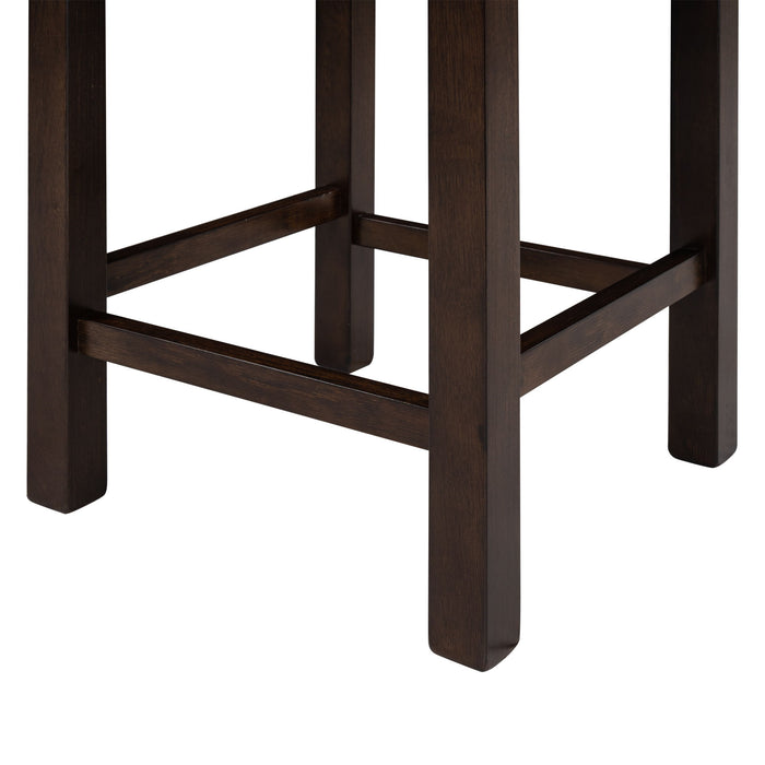 Topmax 4 Piece Counter Height Table Set With Socket And Leather Padded Stools, Espresso