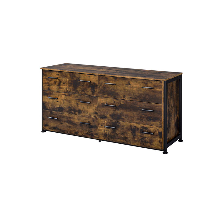 Juvanth - Dresser - Rustic Oak & Black Finish Unique Piece Furniture
