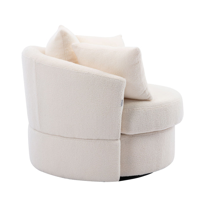 Modern Akili Swivel Accent Chair Barrel Chair For Hotel / Modern Leisure Chair - Ivory