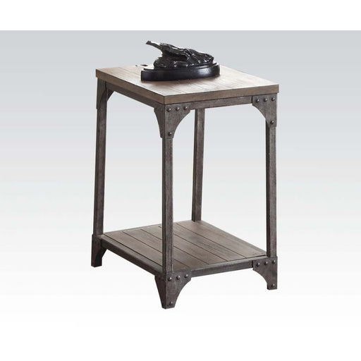 Gorden - End Table - Weathered Oak & Antique Nickel Unique Piece Furniture