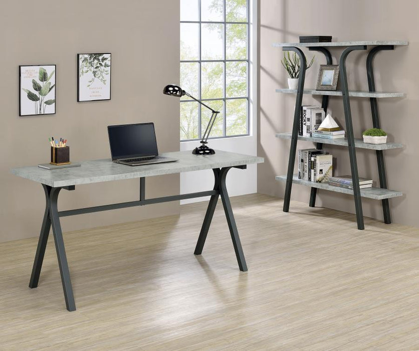 Tatum - Rectangular Writing Desk - Cement And Gunmetal Unique Piece Furniture