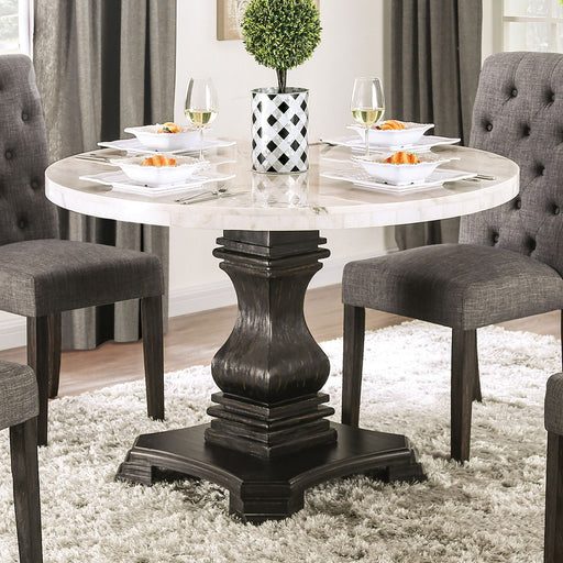 Elfredo - Round Table - White / Antique Black Unique Piece Furniture