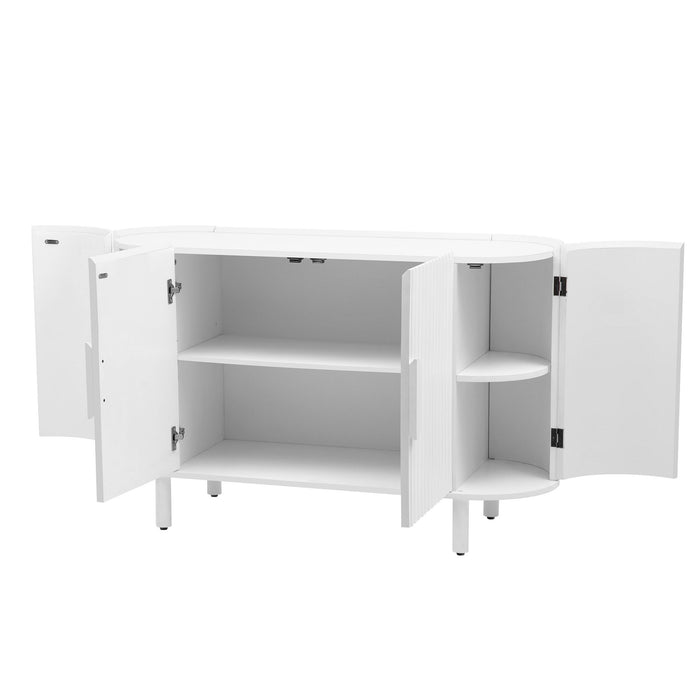 U-Style Curved Design Light Luxury Sideboard With Adjustable Shelves, Suitable For Living Room - White