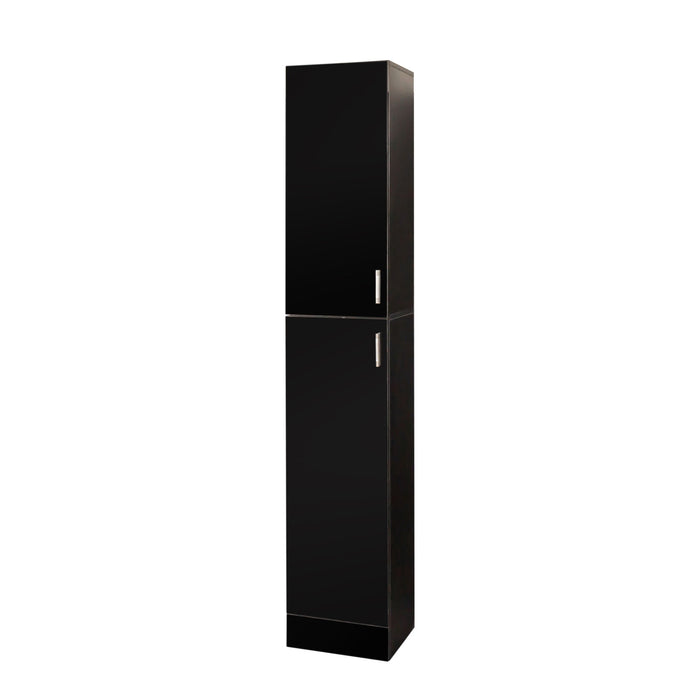 Freestanding Cabinet With Inadjustable Shelves And Two Doors For Kitchen - Black